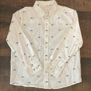3/$30- boys size 6 Zara white button down shirt w/ palm tree detailing